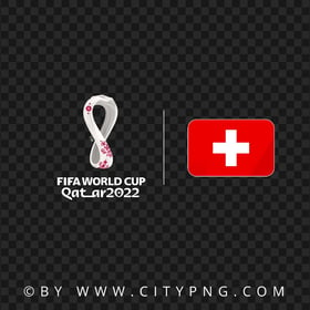 Switzerland Flag With Fifa Qatar 2022 World Cup Logo