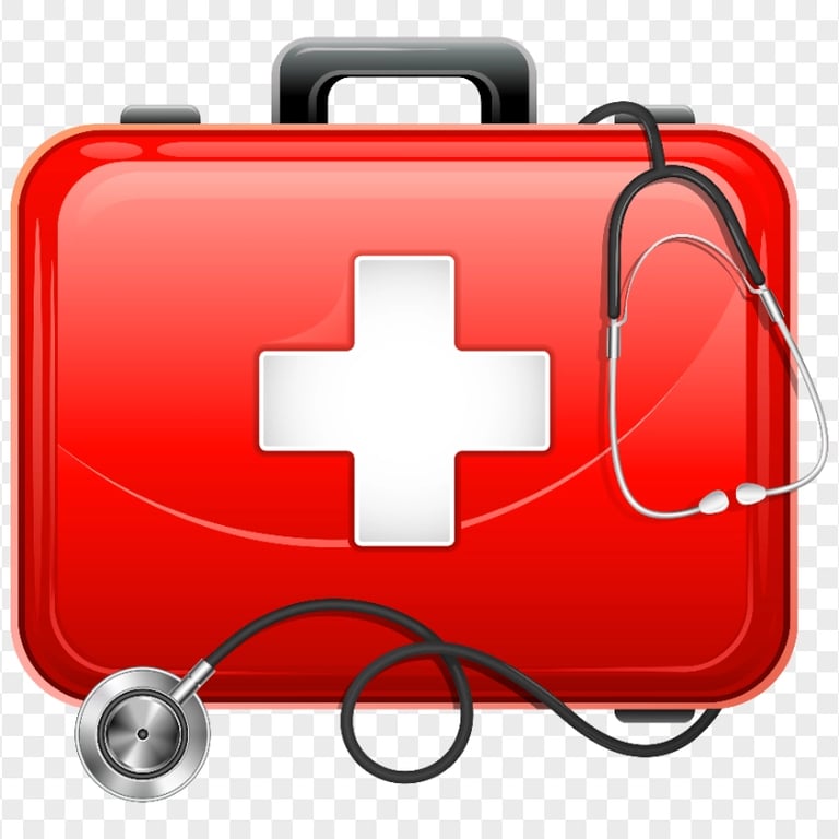 Red First Aid Bag Illustration Stethoscope Icon