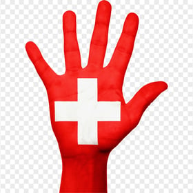 HD Switzerland Swiss Flag Painted On Open Hand PNG