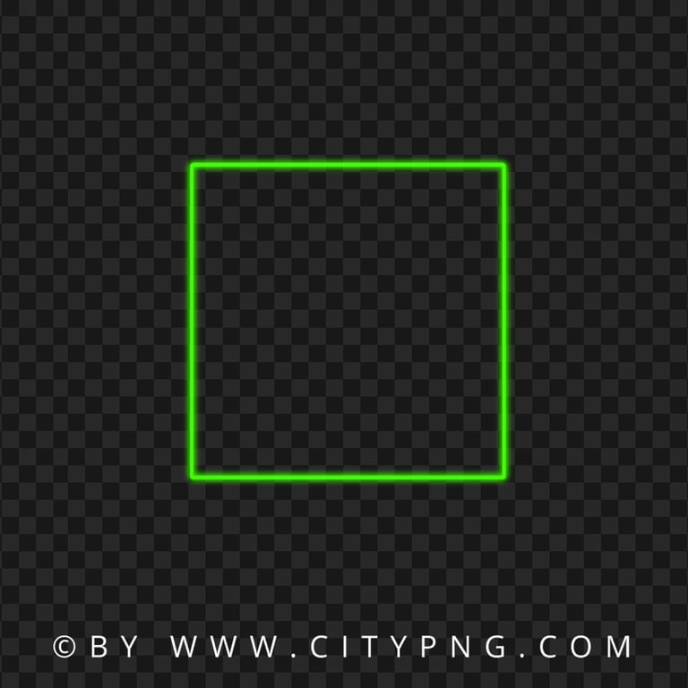 Neon Green Square Frame HD PNG