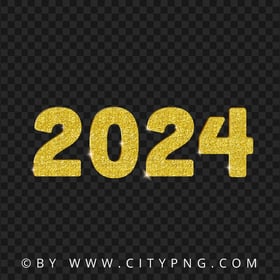 HD 2024 Gold Glitter Text Numbers Transparent PNG