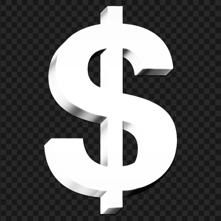 Dollar 3D White Logo Sign PNG Citypng