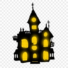 HD Halloween Castle House Silhouette Clipart PNG
