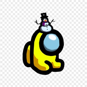 HD Yellow Among Us Mini Crewmate Baby With Snowman Hat PNG