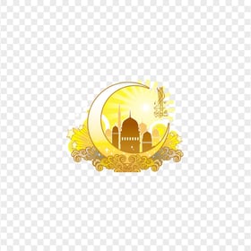 Yellow Gold Moon Mosque Ramadan Design