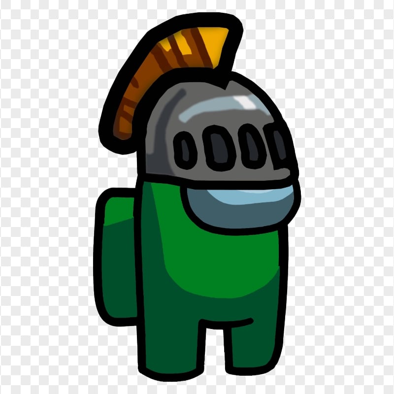HD Green Among Us Crewmate Character With Knight Helmet PNG