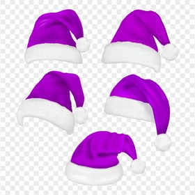 HD Set Of Real Santa Christmas Purple Hats PNG