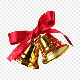 HD Christmas Gold Bell With Red Ribbon Bow PNG