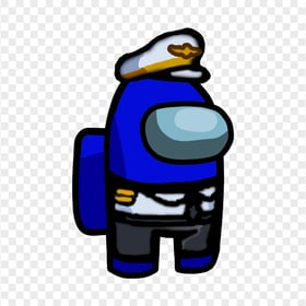 HD Dark Blue Among Us Crewmate Character With Captain Costume PNG