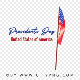 US Presidents Day Text With Vector Wooden Flagpole PNG