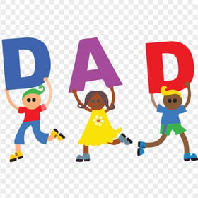 HD Cartoon Kids Holding DAD Letters PNG