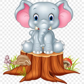 Baby Cute Elephant Cartoon sit down Animal