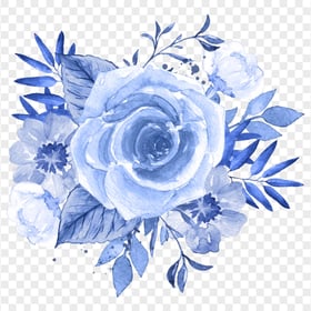 Blue Rose Flower Illustration PNG Image