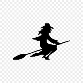 HD Halloween Witch Flying On A Broom Silhouette PNG