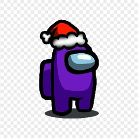 HD Purple Among Us Character With Santa Hat PNG