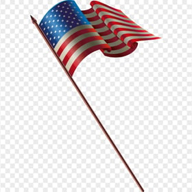 American United States Flag On Pole Illustrator Style