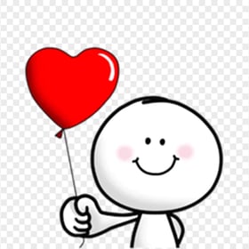 Clipart Cartoon Character Hold Heart Balloon