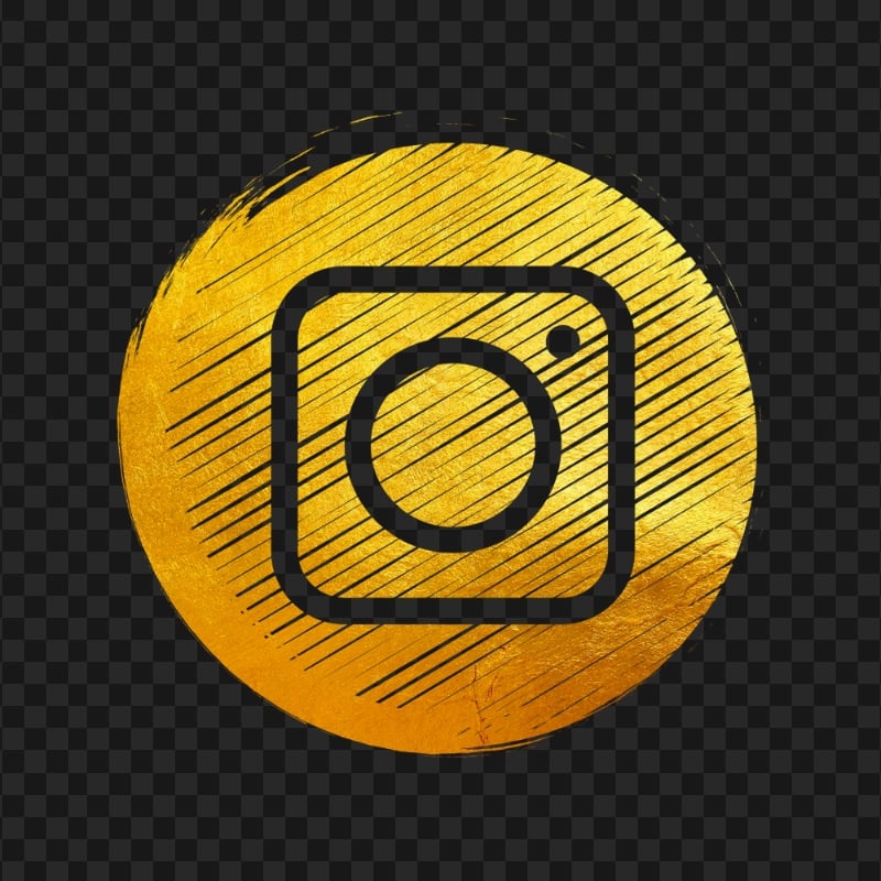 Gold Golden Round Instagram Scribble Pencil Style Icon