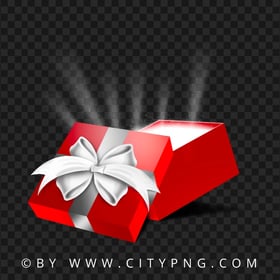 Open Red Gift Box With Light Sparkling Effect PNG