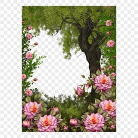 Painting Natural Flowers Leaves Frame PNG IMG