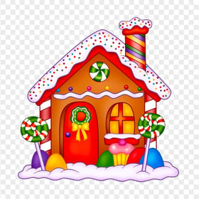 Cartoon Clipart Decorated Christmas House FREE PNG