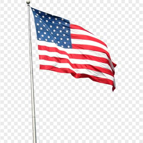 Realistic Waving USA American Flag On Pole