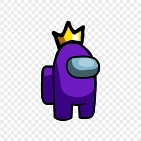 HD Purple Among Us Crewmate Character With Crown Hat On Top PNG