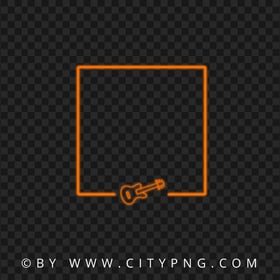 Orange Neon Frame With Guitar Shape FREE PNG