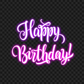 HD Happy Birthday Purple & Pink Neon Text PNG