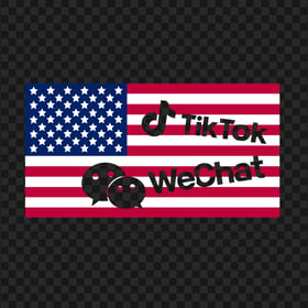 Us Flag With WeChat & TikTok Logos