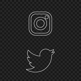 HD Instagram Twitter Vertical White Outline Icons PNG