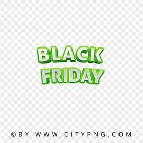 Black Friday Green 3D Text Logo PNG