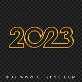 Gold 2023 Text Logo Numbers Image PNG