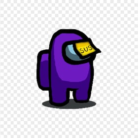 HD Among Us Purple Crewmate Character With Sus Sticky Note Hat PNG