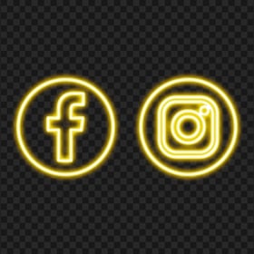 Yellow Facebook Instagram Neon Logo Icon PNG