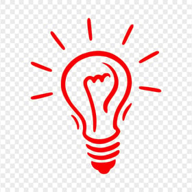 HD Light Bulb Doodle Drawing Idea Red Icon PNG