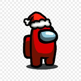 HD Red Among Us Character With Santa Hat PNG