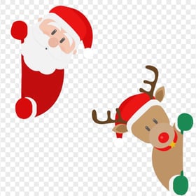 Vector Clipart Santa Claus With Deer Reindeer PNG