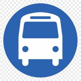 Round Blue Autobus Autocar Bus Station Icon