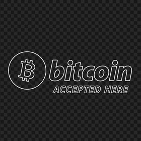 HD Bitcoin Accepted Here White Outline Logo Sign PNG