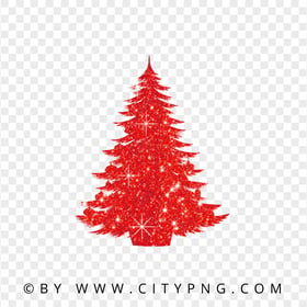HD Decorated Christmas Tree Red Glitter Silhouette PNG