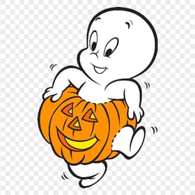 Halloween Casper Ghost Pumpkin PNG Image