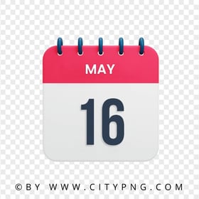 16th May Day Date Icon Calendar HD Transparent Background