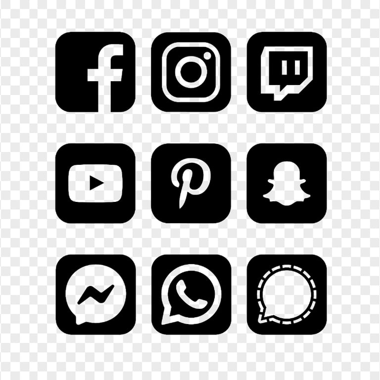 HD Black Social Media Square Icons PNG | Citypng