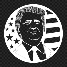 Round White Trump President Silhouette With Us Flag