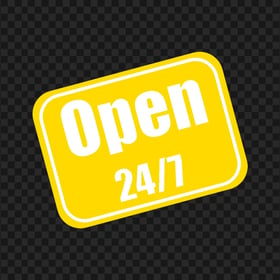 Open 24/7 Yellow And White Logo Sign Image PNG