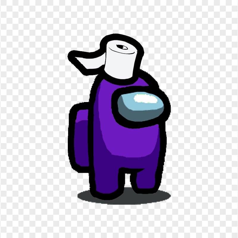 HD Purple Among Us Character With Toilet Paper Hat On Head PNG