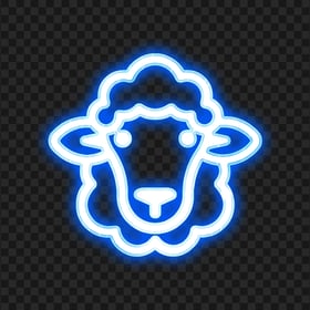 HD Blue Glowing Neon Sheep Head Face Icon PNG