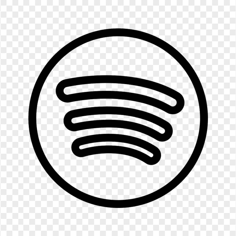 Spotify Round Outline Black Icon PNG Citypng