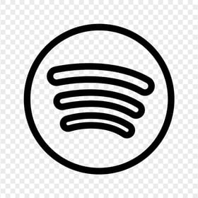 Spotify Round Outline Black Icon PNG